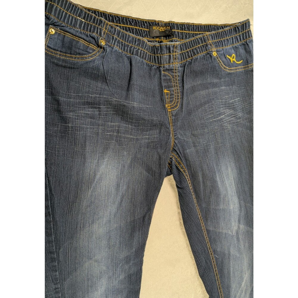 Rocawear Womens Size 20 Skinny Jeans Dark Wash Rhinestone Y2K Pull On
